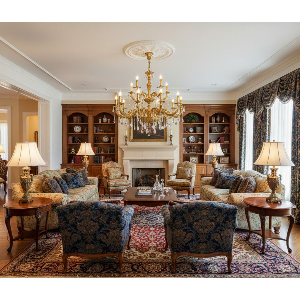 Sabella Crystal Chandelier - Luxury Brass & Crystal Tiered Pendant | Grand Estate 6/8/15/27-Light Chandelier