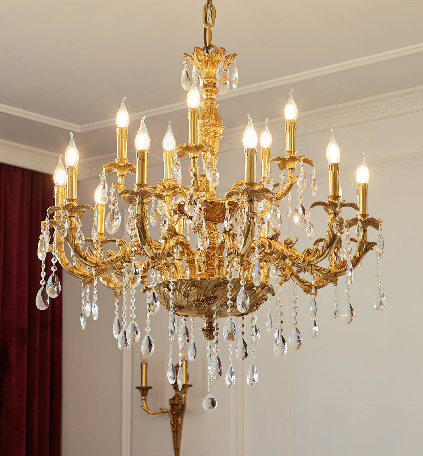 Sabella Crystal Chandelier - Luxury Brass & Crystal Tiered Pendant | Grand Estate 6/8/15/27-Light Chandelier
