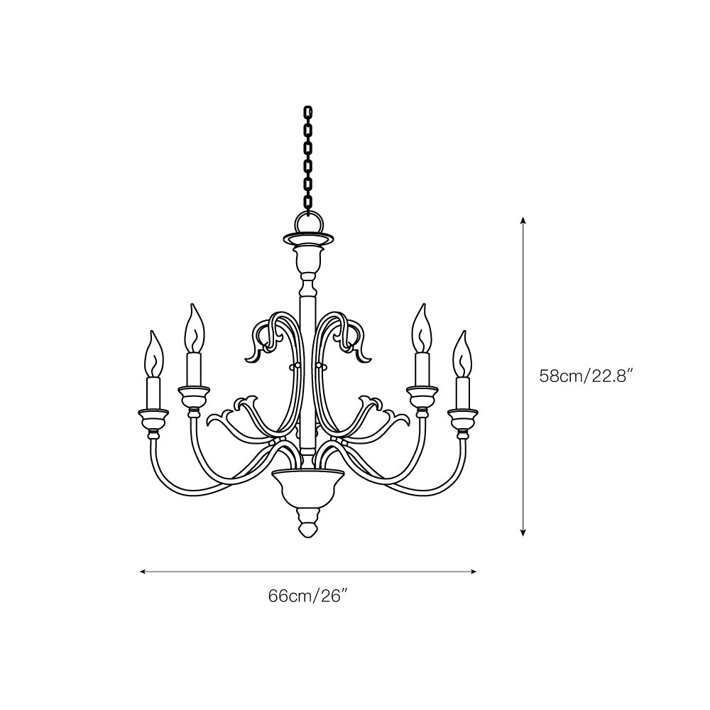 Sabine Chandelier - Hand-Carved Rustic Wood & Iron Pendant | French Country 5/8-Light Chandelier