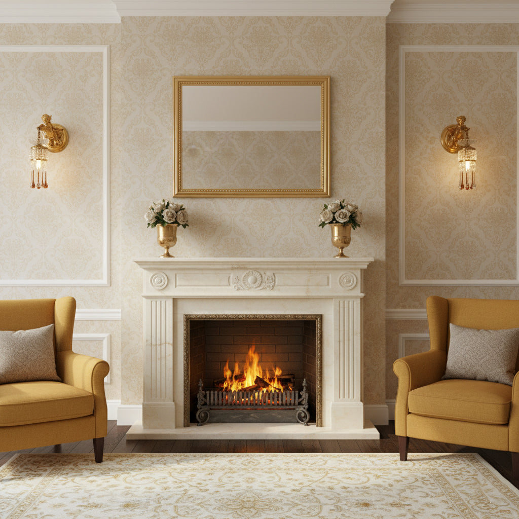 Sabrina Angelic Wall Lamp - Cherub Brass Sconce with Hanging Crystals | Classical Artistry Wall Light