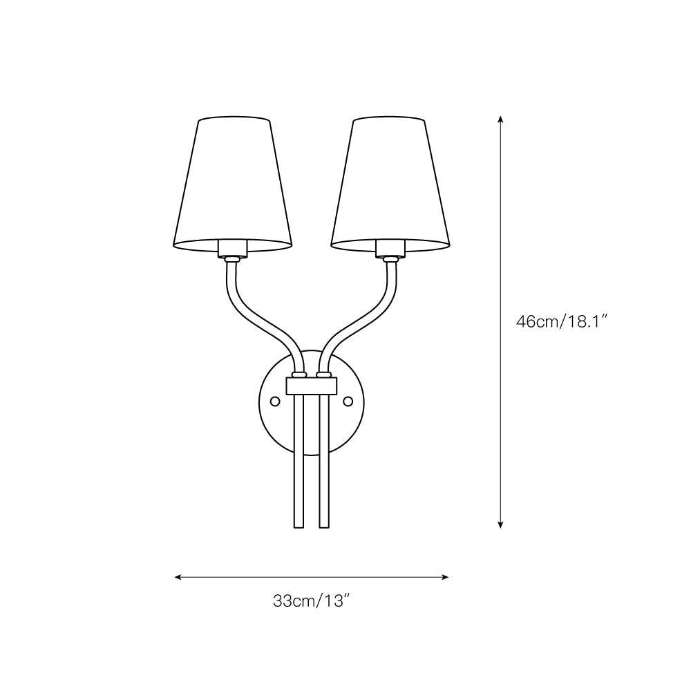 Safavieh Ezra Wall Lamp - Luxury Gold Two-Light Sconce with Fabric Shades | Hotel-Style Modern Wall Light