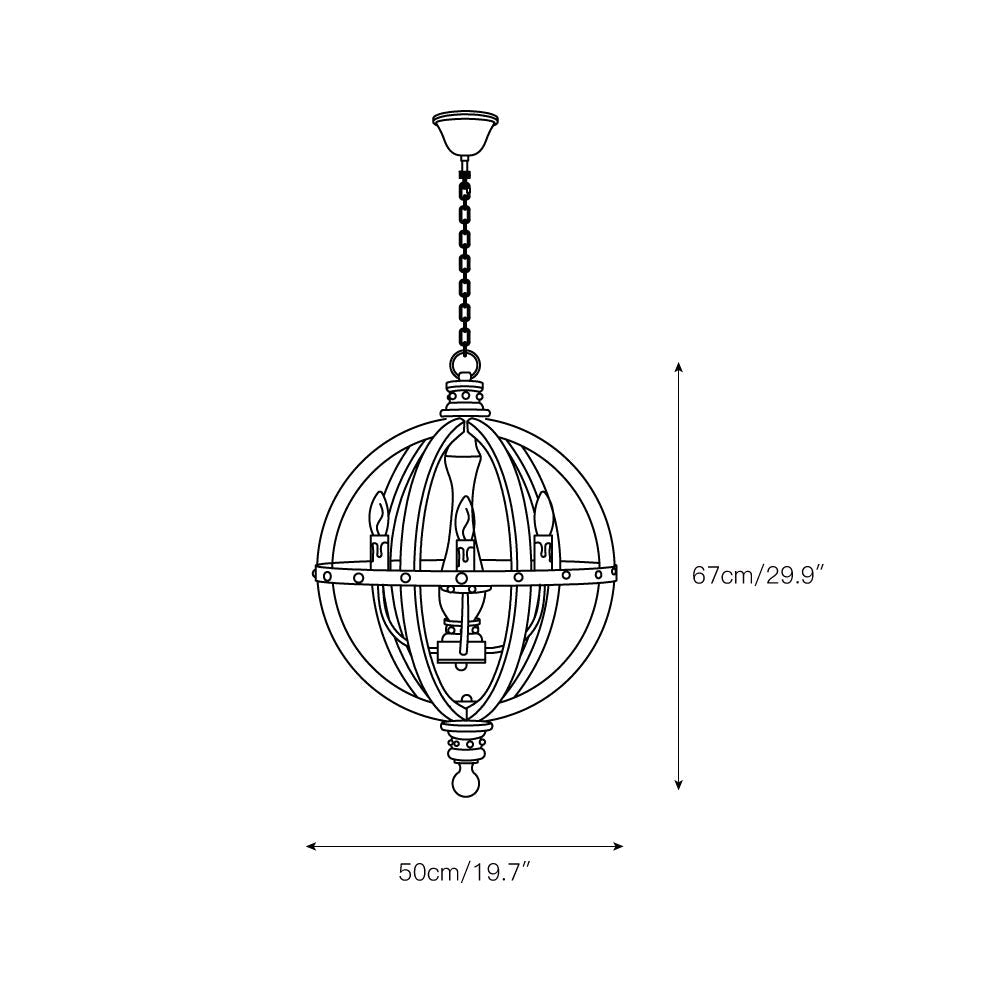 Safavieh Moshe Pendant Lamp - French Chateau Inspired Wood & Iron Chandelier | Rustic 4-Light Pendant