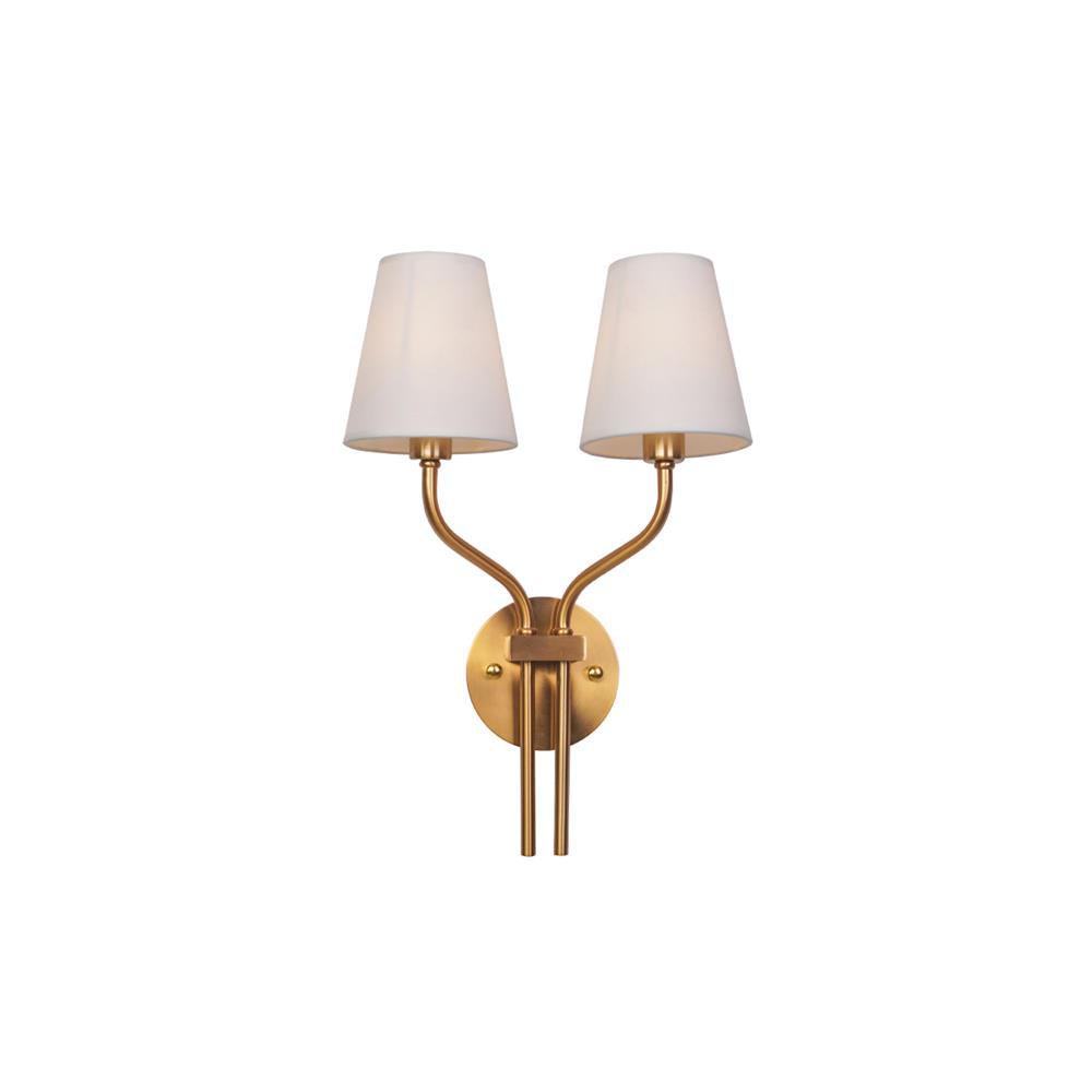 Safavieh Ezra Wall Lamp - Luxury Gold Two-Light Sconce with Fabric Shades | Hotel-Style Modern Wall Light