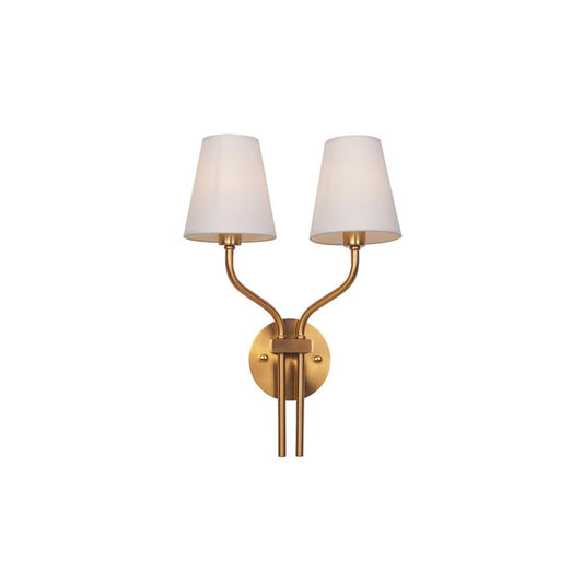 Safavieh Ezra Wall Lamp - Luxury Gold Two-Light Sconce with Fabric Shades | Hotel-Style Modern Wall Light