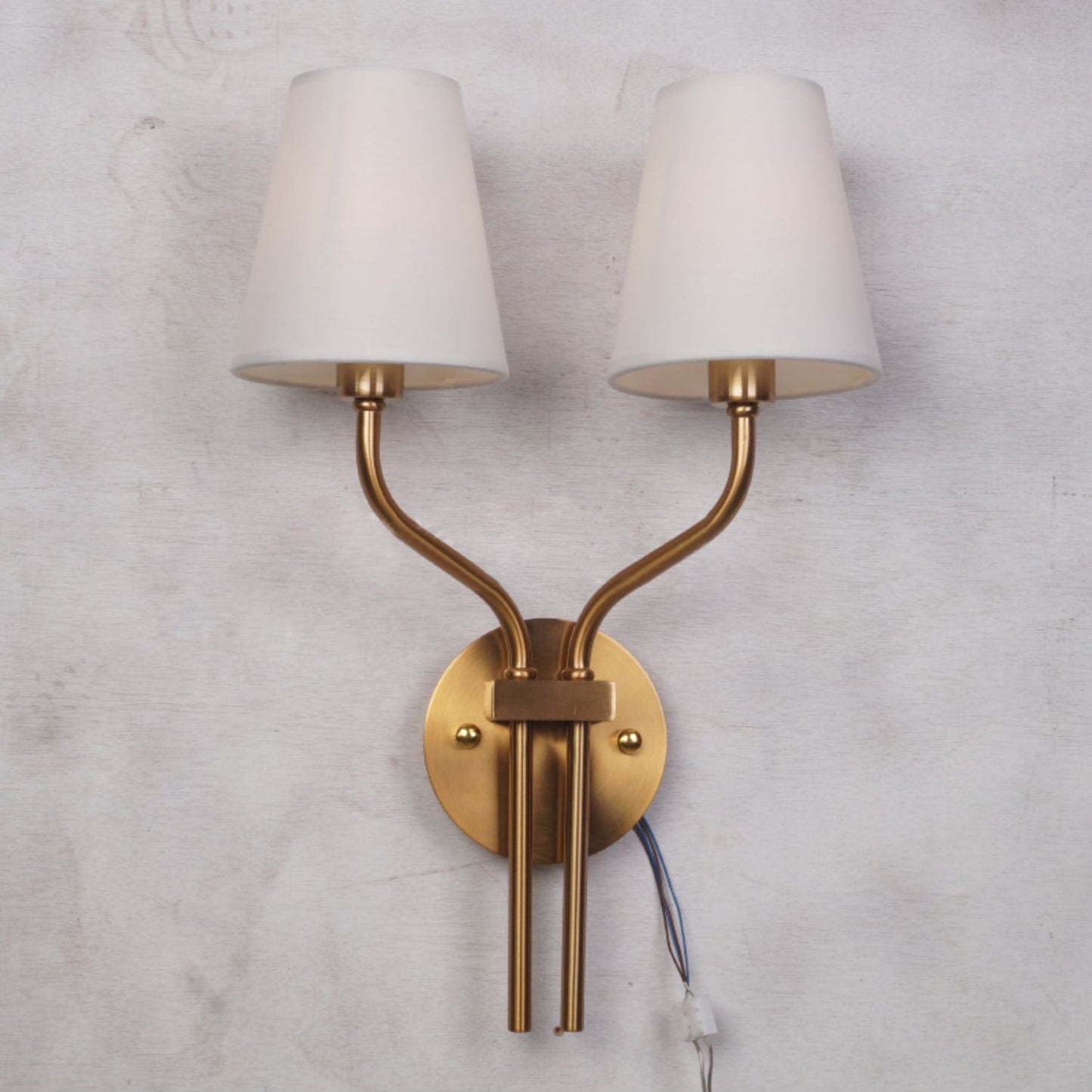 Safavieh Ezra Wall Lamp - Luxury Gold Two-Light Sconce with Fabric Shades | Hotel-Style Modern Wall Light