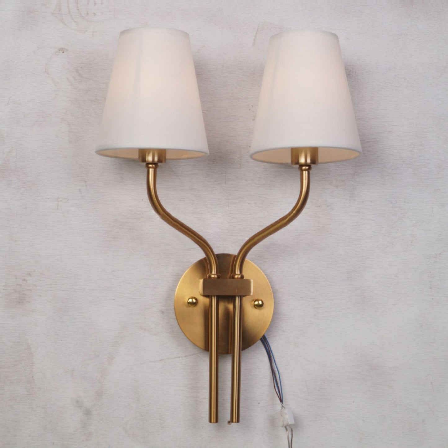 Safavieh Ezra Wall Lamp - Luxury Gold Two-Light Sconce with Fabric Shades | Hotel-Style Modern Wall Light
