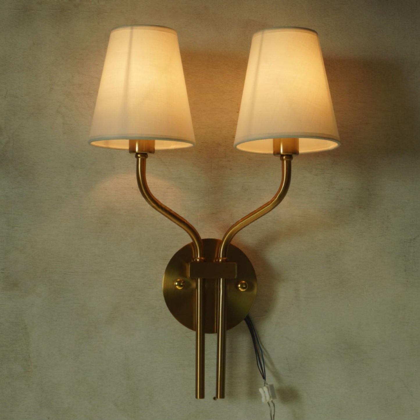 Safavieh Ezra Wall Lamp - Luxury Gold Two-Light Sconce with Fabric Shades | Hotel-Style Modern Wall Light