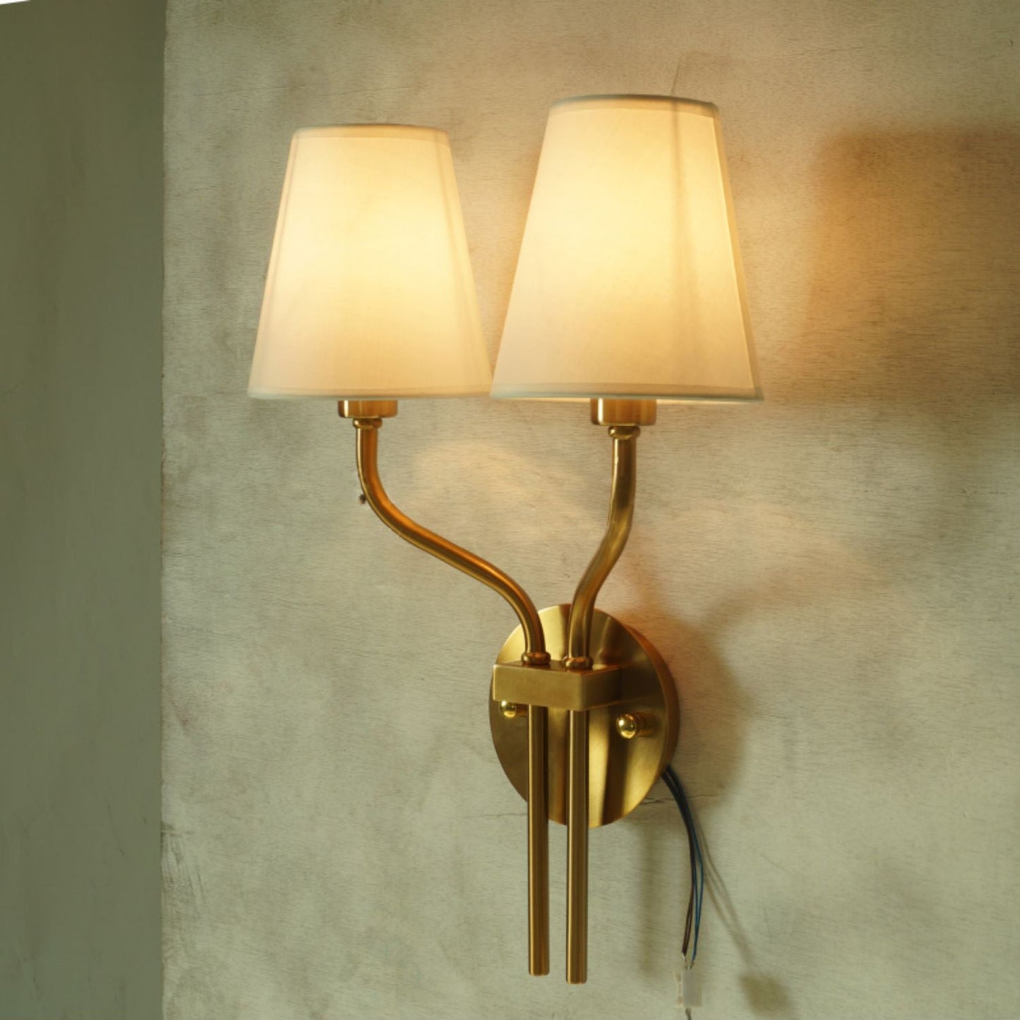 Safavieh Ezra Wall Lamp - Luxury Gold Two-Light Sconce with Fabric Shades | Hotel-Style Modern Wall Light