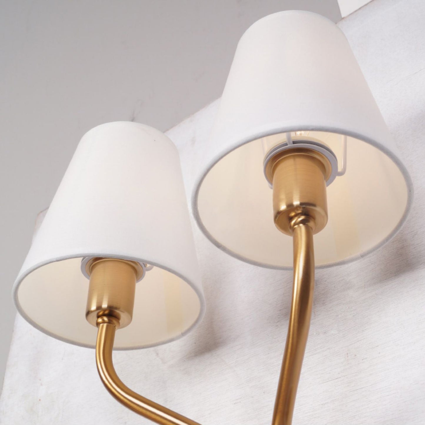 Safavieh Ezra Wall Lamp - Luxury Gold Two-Light Sconce with Fabric Shades | Hotel-Style Modern Wall Light