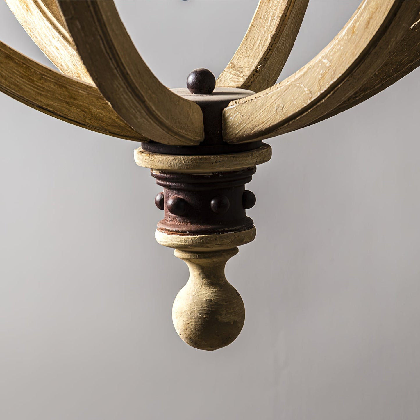 Safavieh Moshe Pendant Lamp - French Chateau Inspired Wood & Iron Chandelier | Rustic 4-Light Pendant
