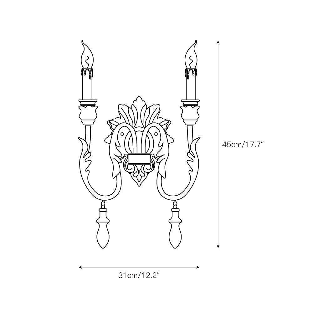 Salento Wall Lamp - Distressed White Metal Candelabra Sconce