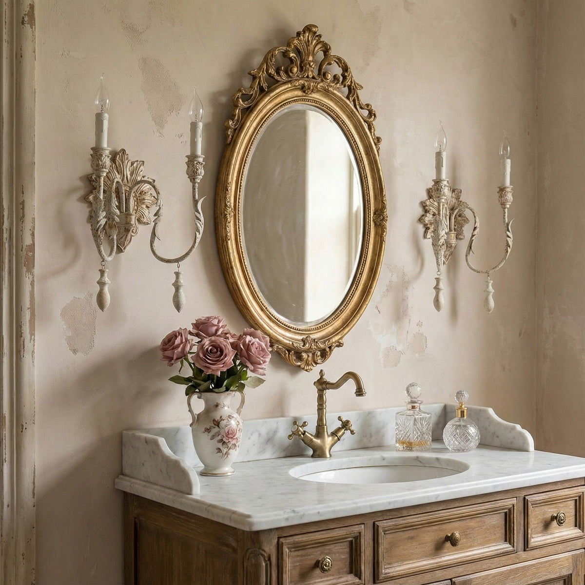 Salento Wall Lamp - Distressed White Metal Candelabra Sconce