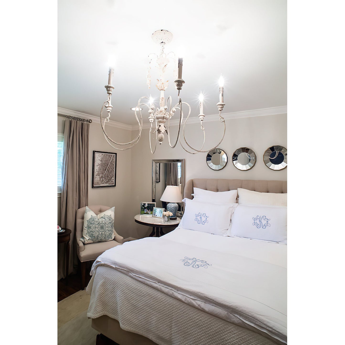 Salento Chandelier - Baroque & Rococo Persian White Wood Chandelier | 6-Light Italian Inspired Pendant