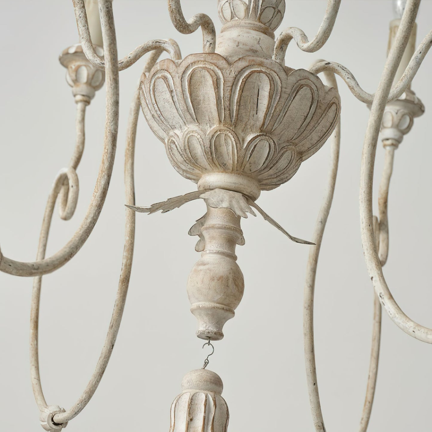 Salento Chandelier - Baroque & Rococo Persian White Wood Chandelier | 6-Light Italian Inspired Pendant