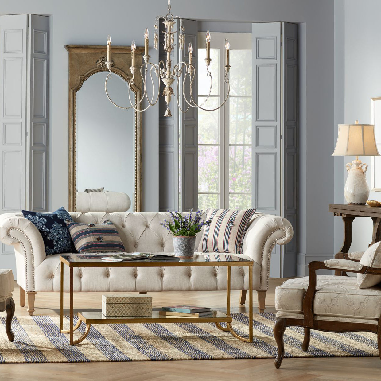 Salento Chandelier - Baroque & Rococo Persian White Wood Chandelier | 6-Light Italian Inspired Pendant