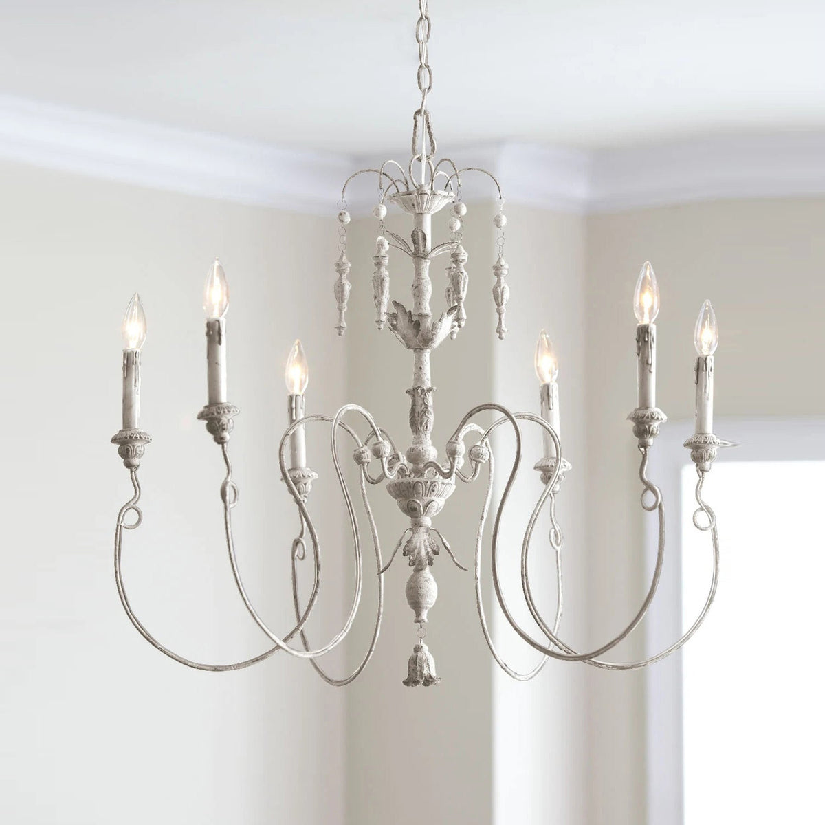 Salento Chandelier - Italian Baroque Carved Wood Pendant Light