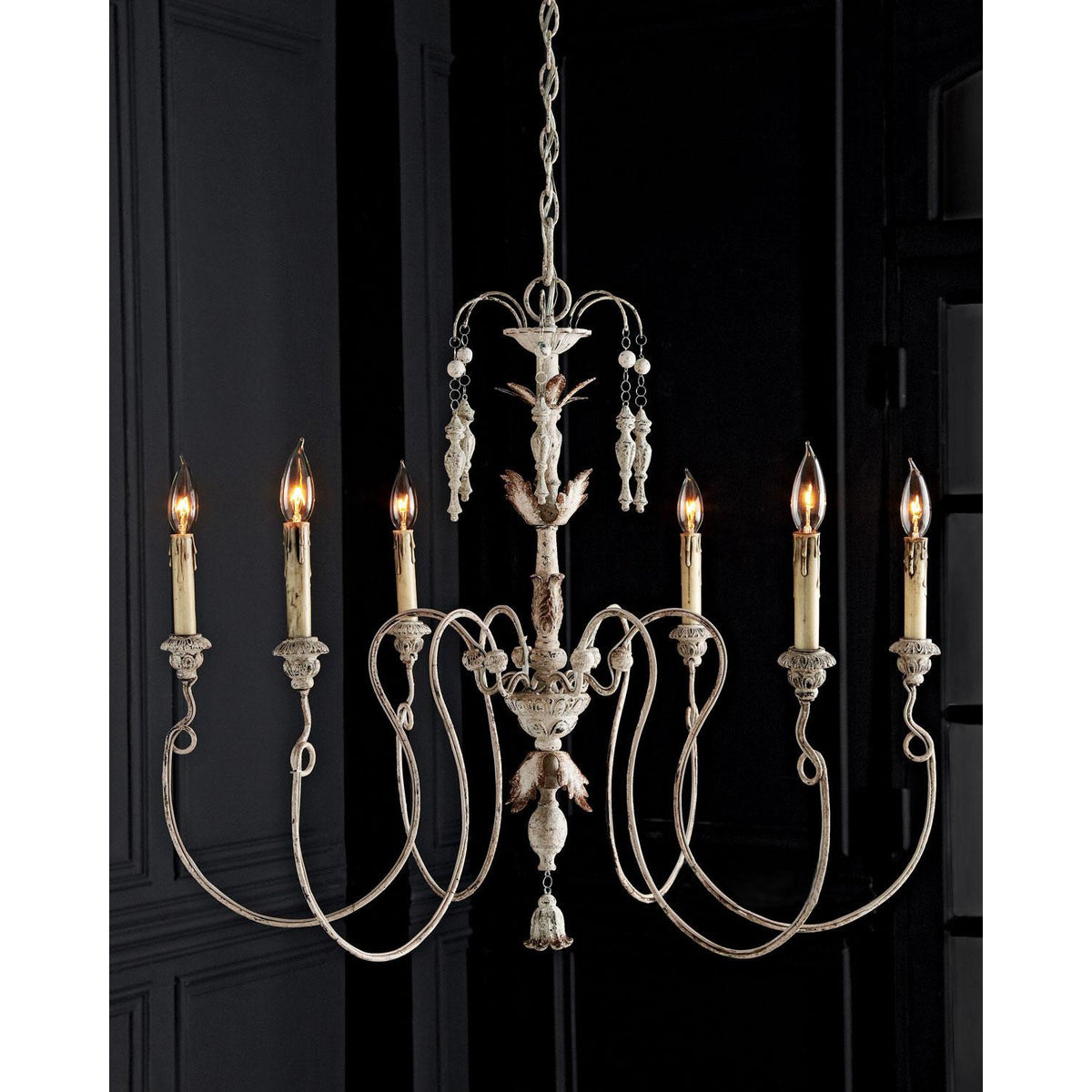 Salento Chandelier - Italian Baroque Carved Wood Pendant Light