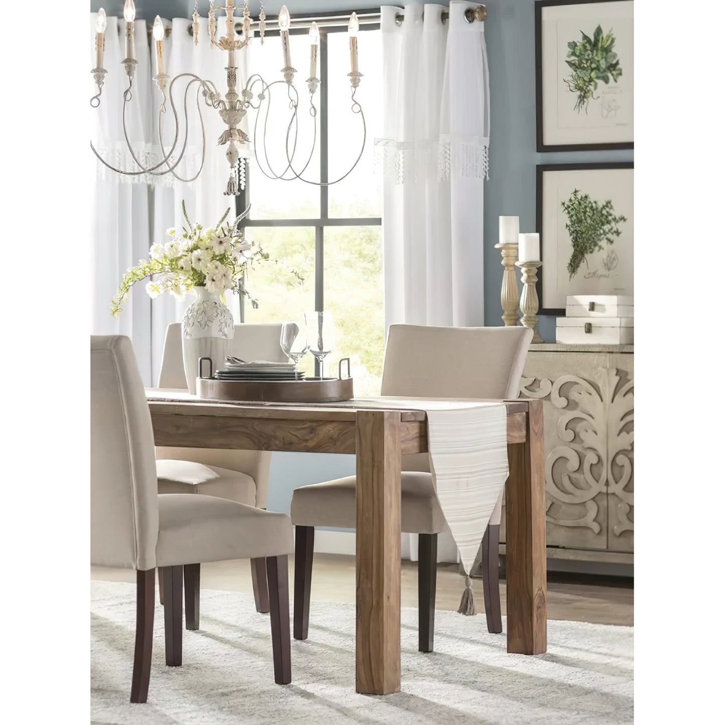 Salento Chandelier - Baroque & Rococo Persian White Wood Chandelier | 6-Light Italian Inspired Pendant
