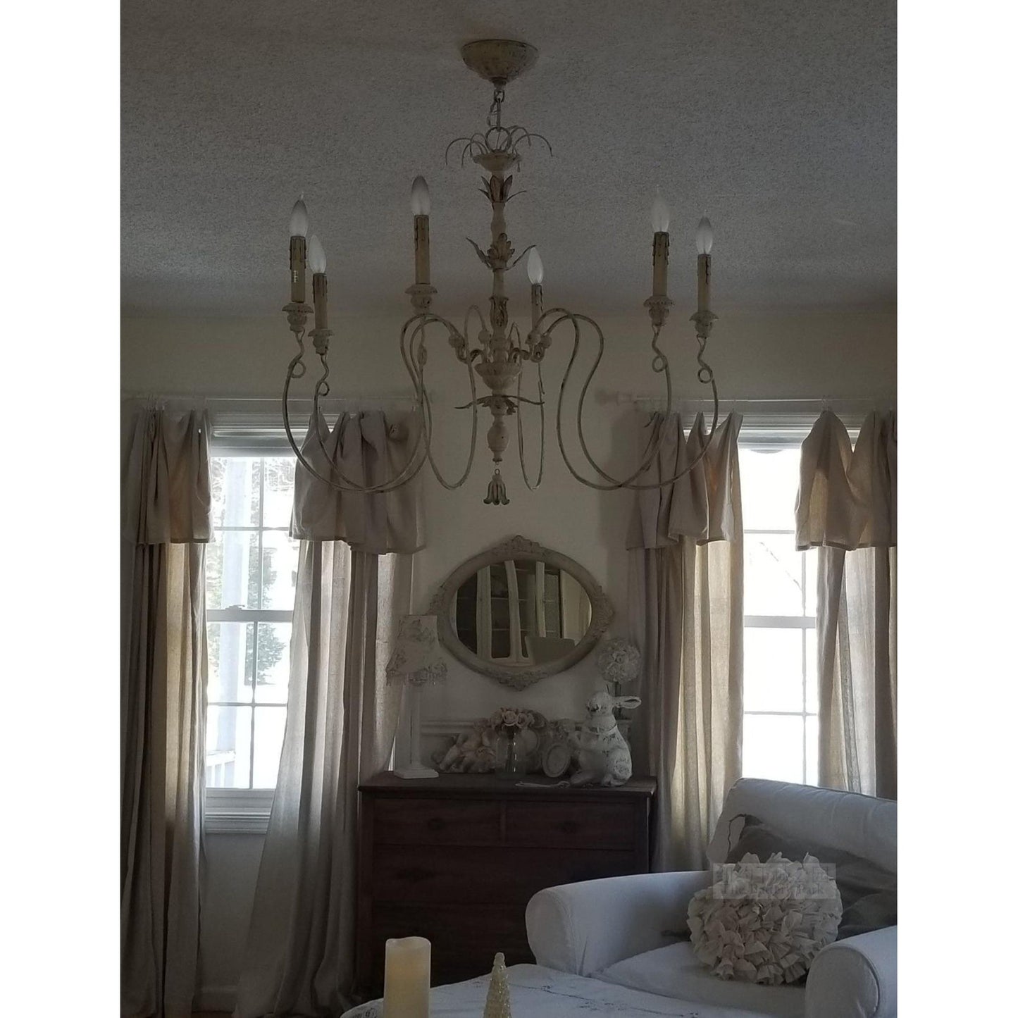 Salento Chandelier - Baroque & Rococo Persian White Wood Chandelier | 6-Light Italian Inspired Pendant