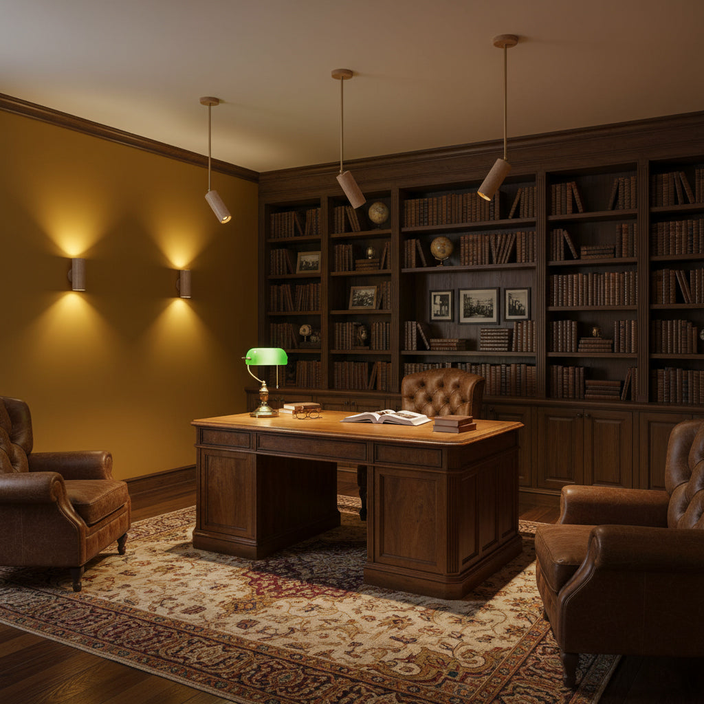 Sally Surface Mount Ceiling Lamp - Travertine & Wood Rotatable Light