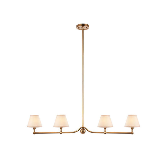 Santiago Linear Pendant Lamp - Brass & Fabric Island Light