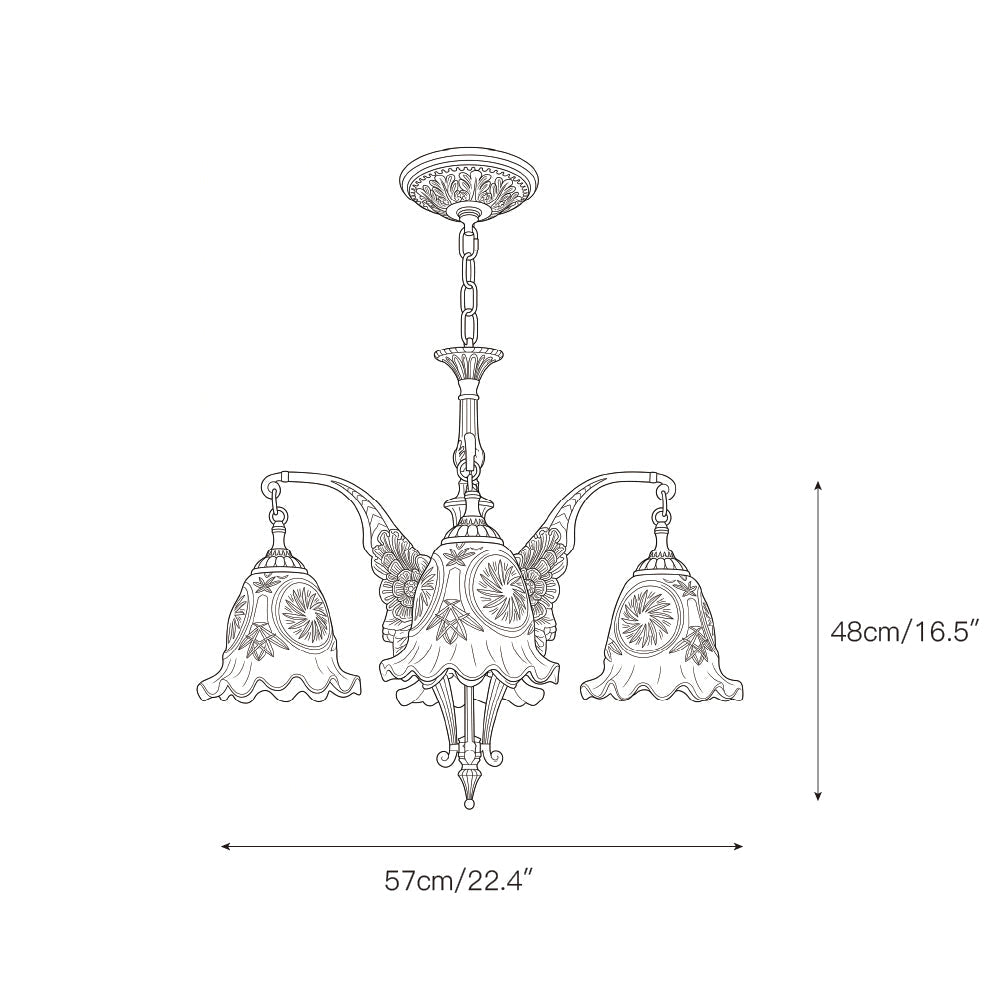 Savannah Bell Chandelier - Antique Brass & Botanical Glass Pendant Light | Bowie Light