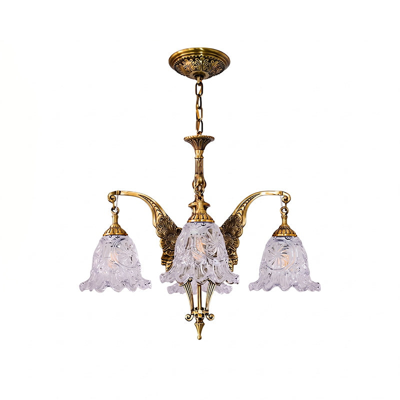 Savannah Bell Chandelier - Antique Brass & Botanical Glass Pendant Light | Bowie Light
