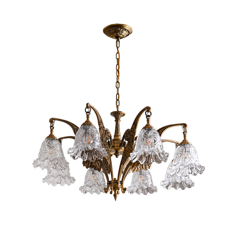 Savannah Bell Chandelier - Antique Brass & Botanical Glass Pendant Light | Bowie Light