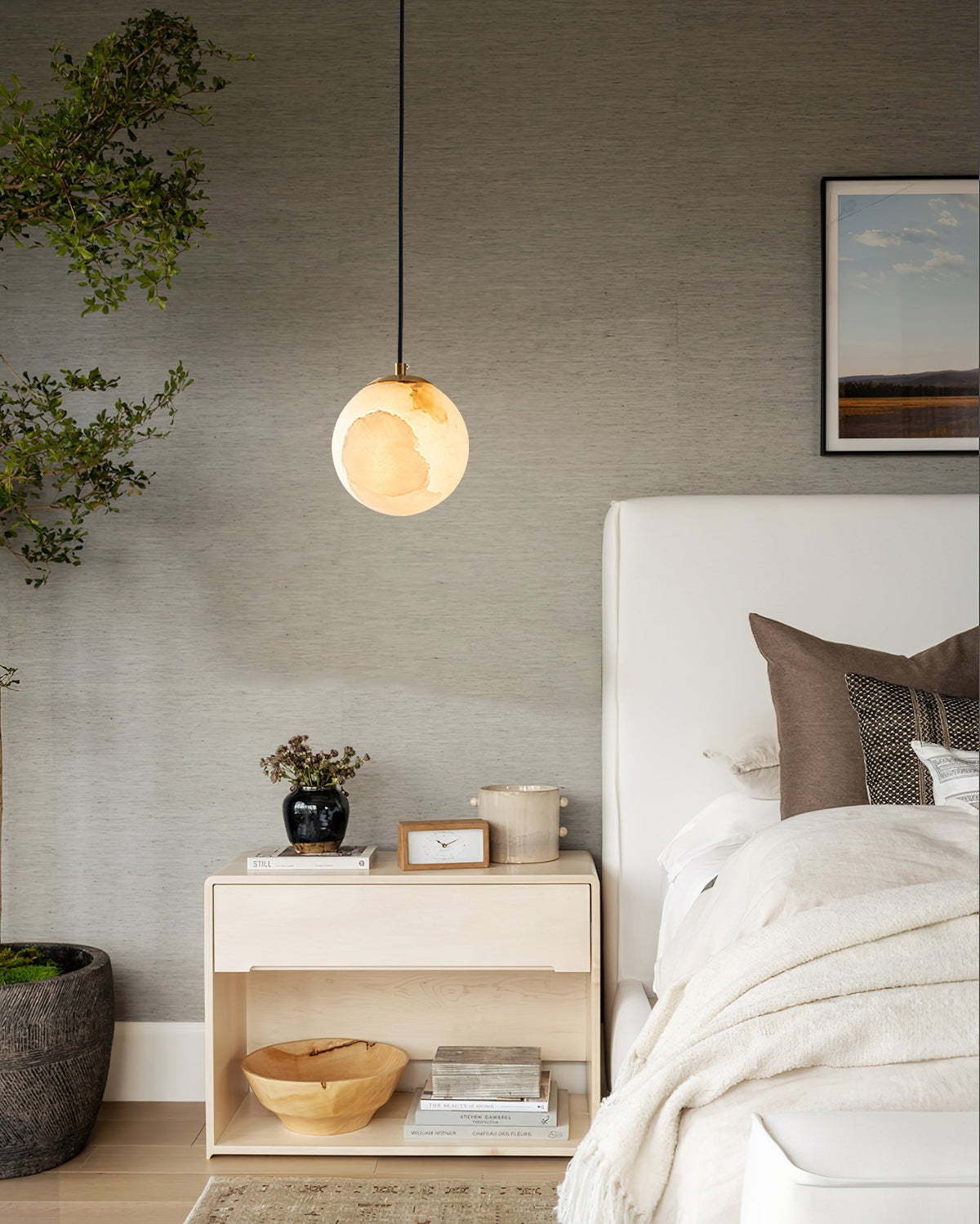 Savina Alabaster Pendant Light - Spanish Stone Celestial Orb Light