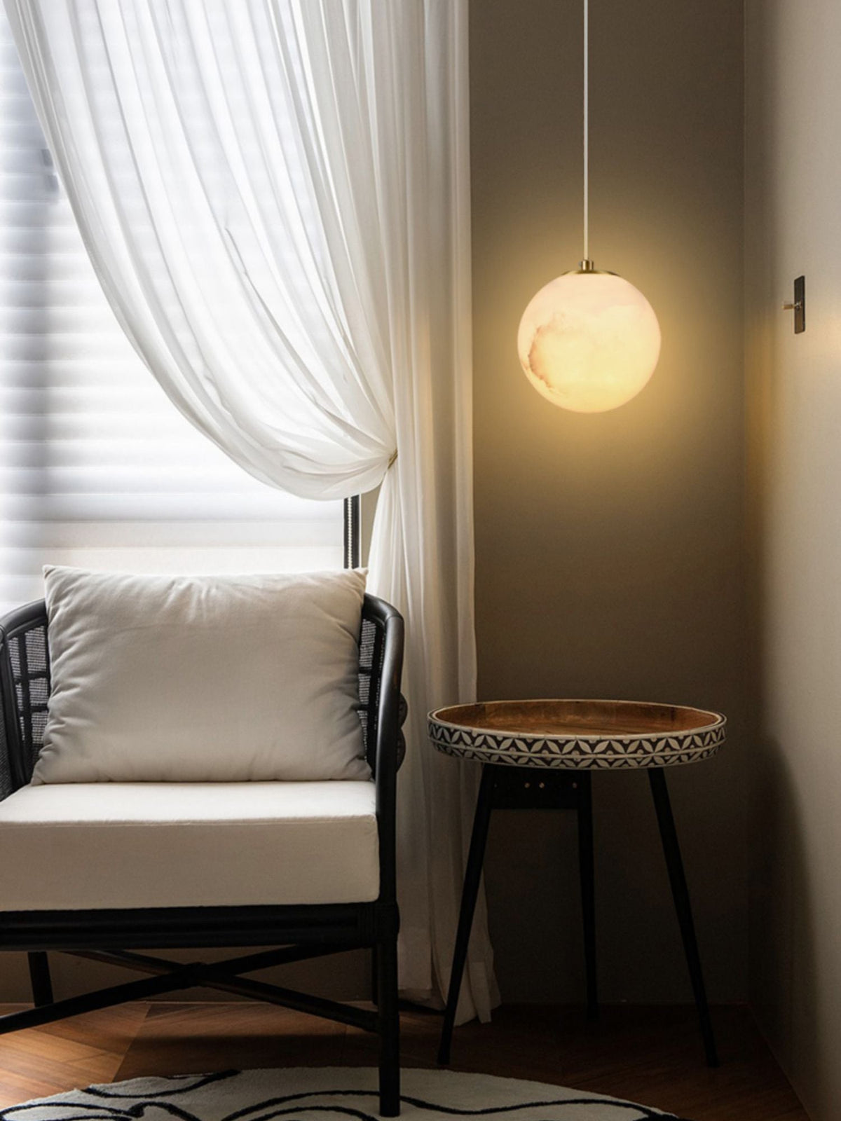 Savina Alabaster Pendant Light - Spanish Stone Celestial Orb Light