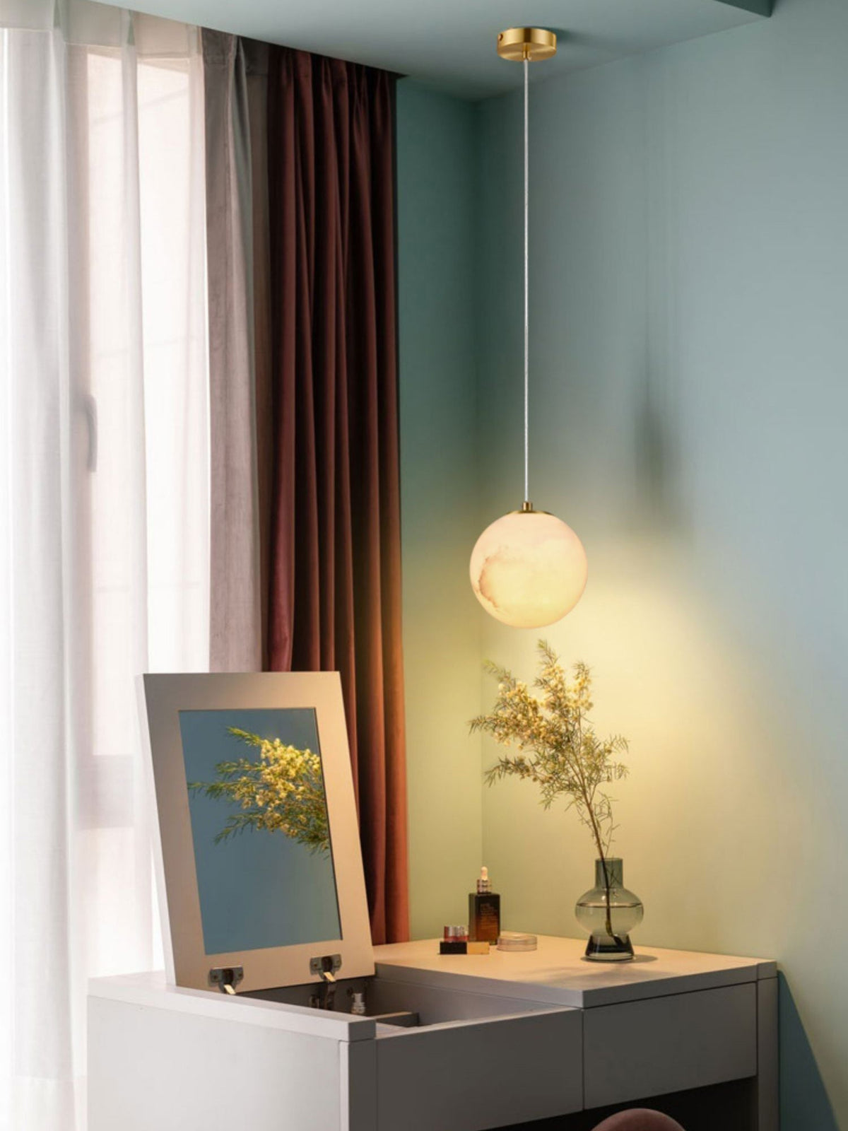 Savina Alabaster Pendant Light - Spanish Stone Celestial Orb Light