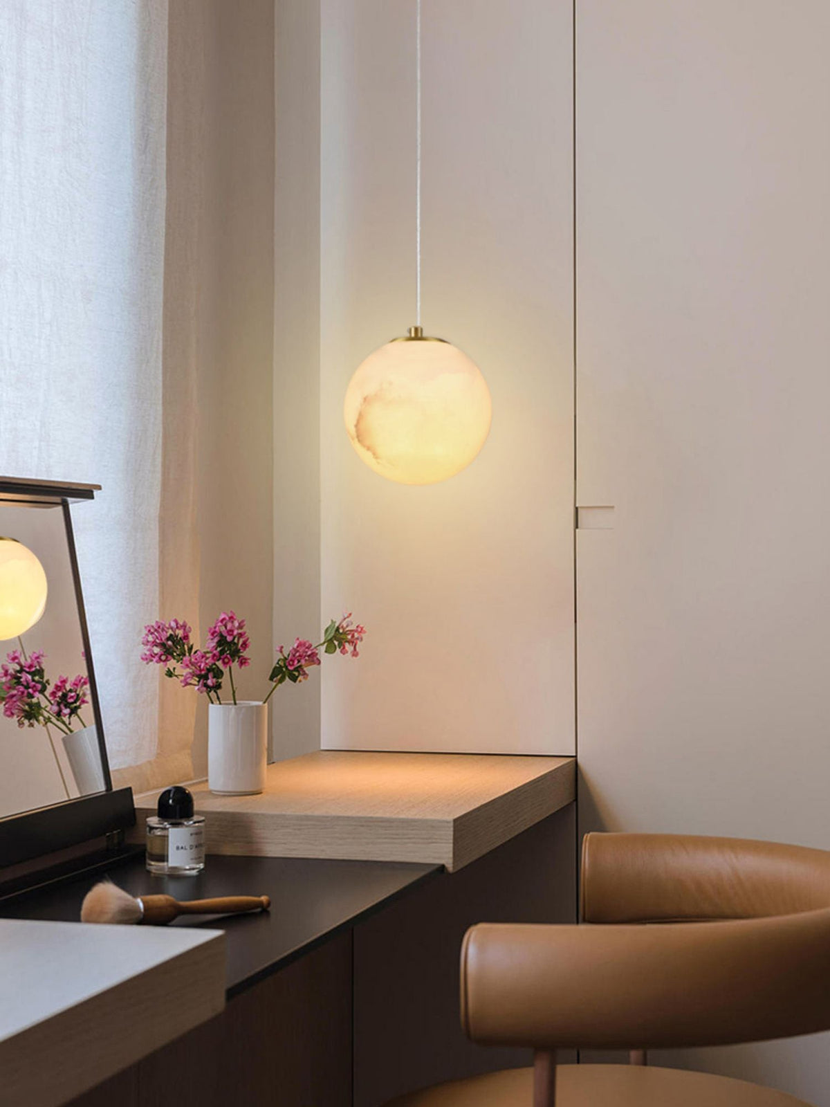Savina Alabaster Pendant Light - Spanish Stone Celestial Orb Light