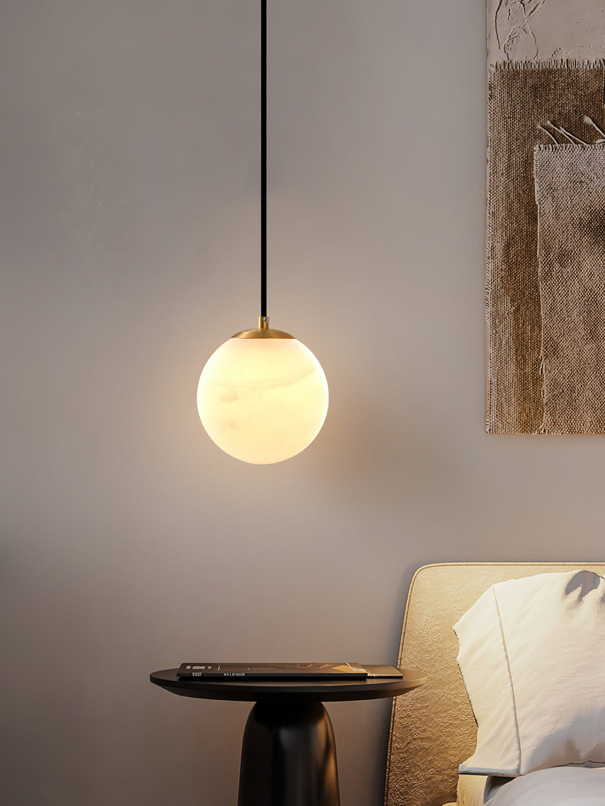 Savina Alabaster Pendant Light - Spanish Stone Celestial Orb Light