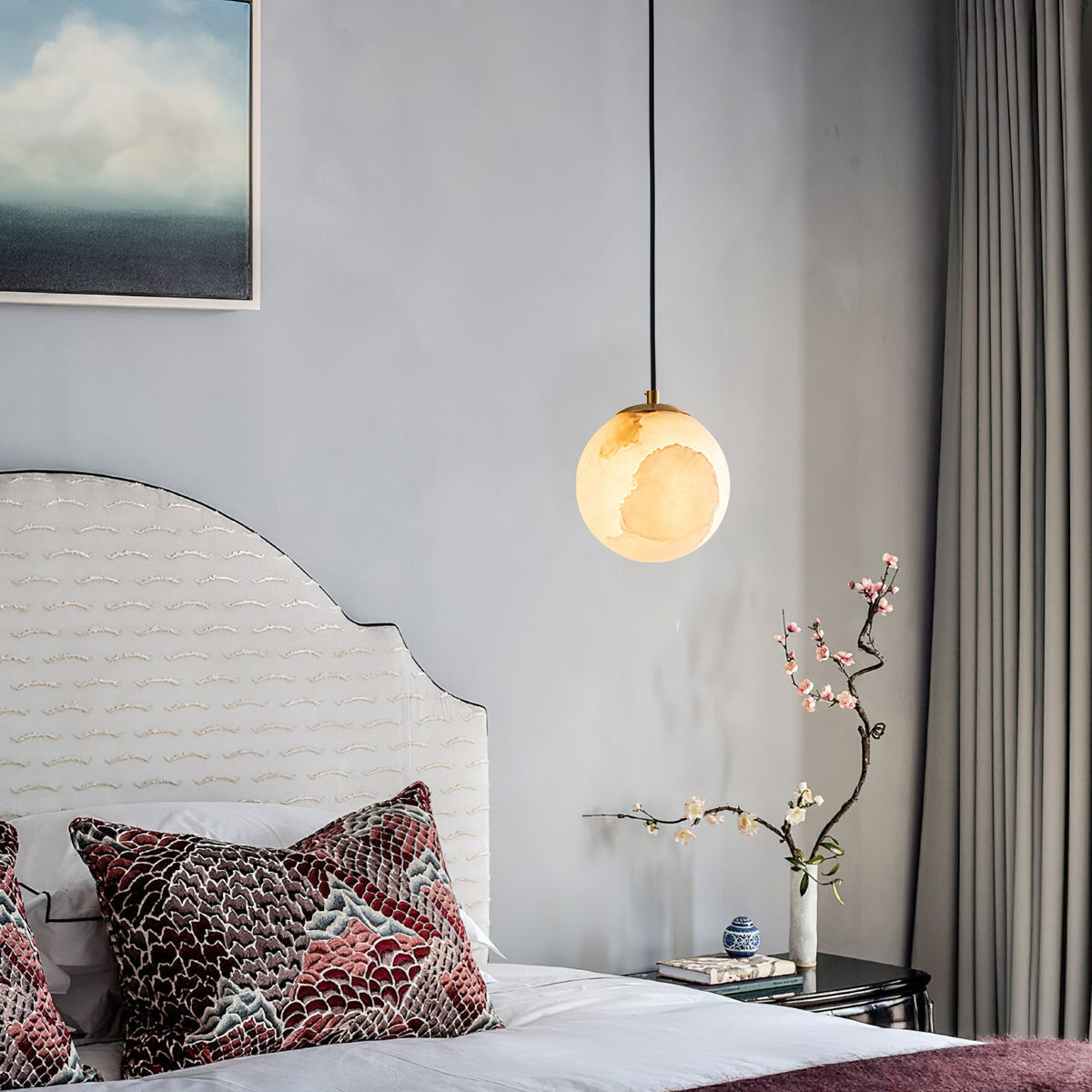 Savina Alabaster Pendant Light - Spanish Stone Celestial Orb Light