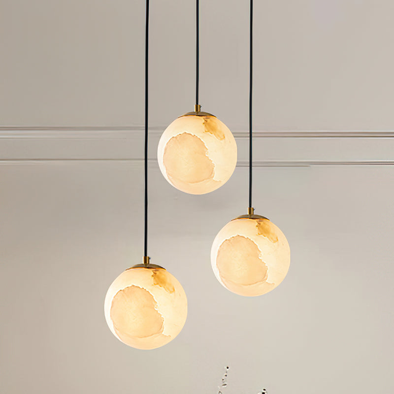 Savina Alabaster Pendant Light - Spanish Stone Celestial Orb Light
