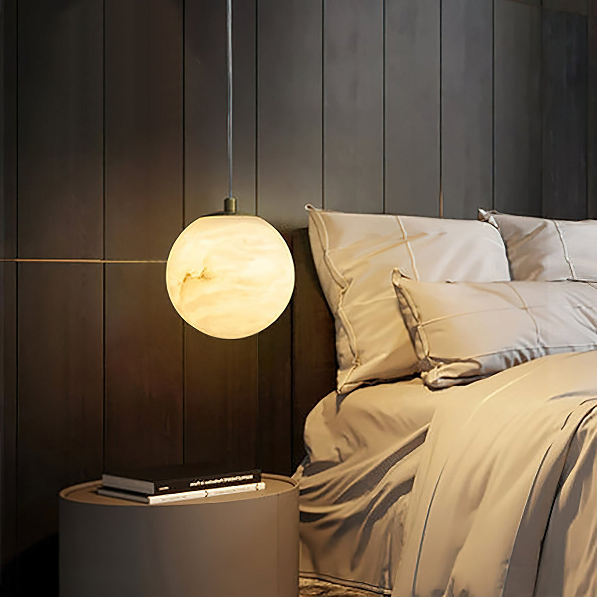 Savina Alabaster Pendant Light - Spanish Stone Celestial Orb Light