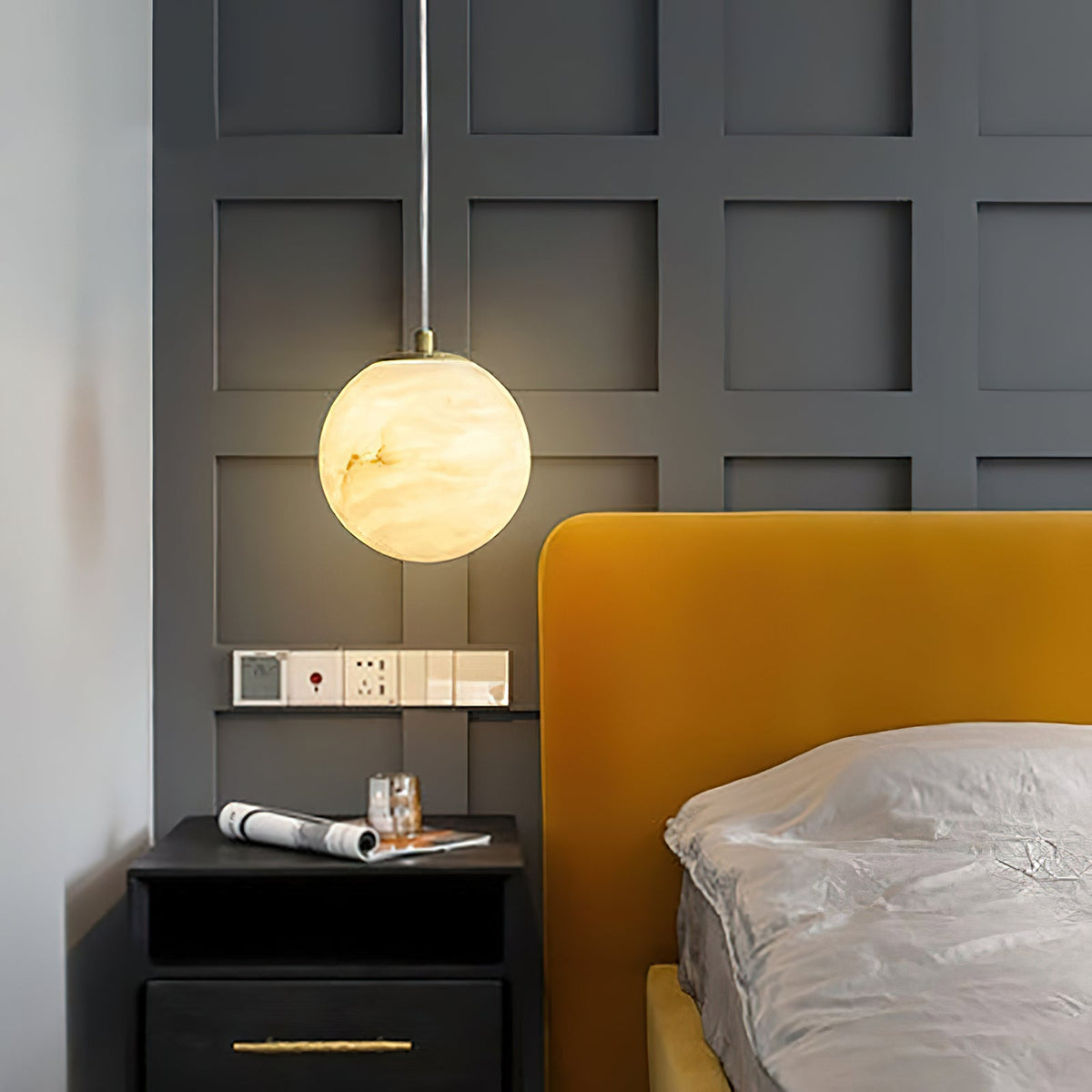 Savina Alabaster Pendant Light - Spanish Stone Celestial Orb Light