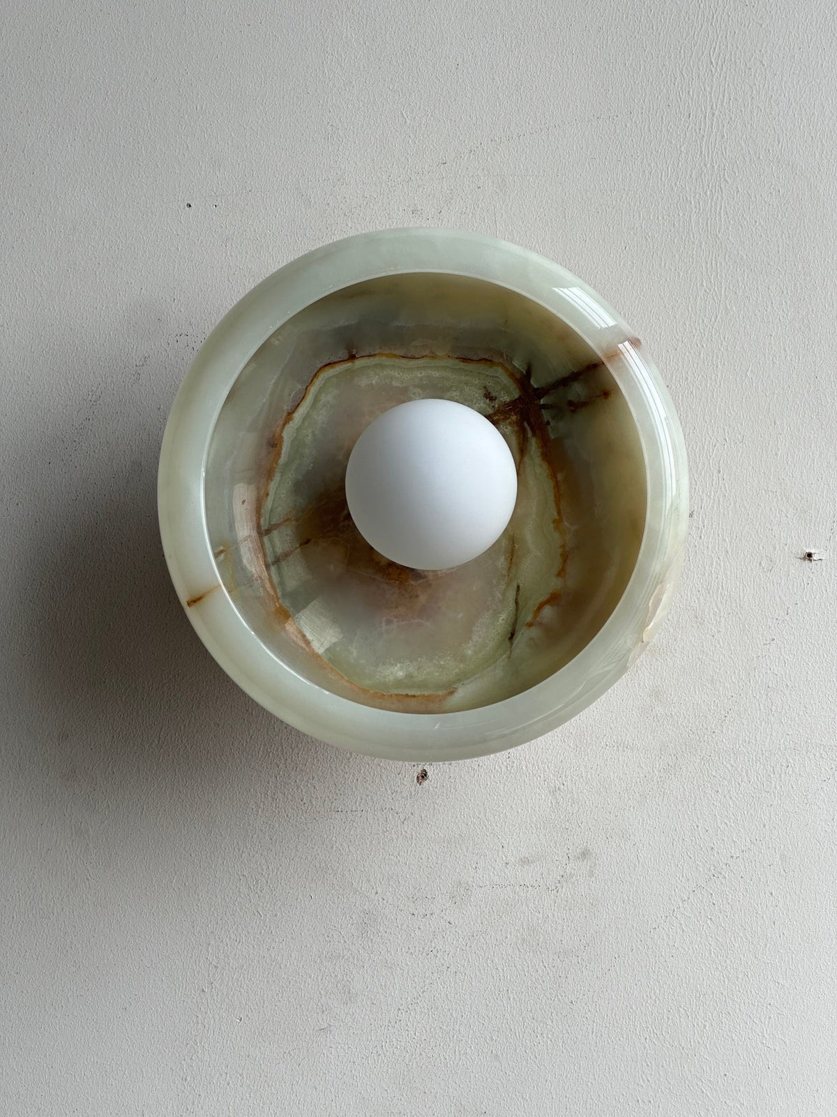 Piedra Marble Wall Lamp - Circular Stone Disc & Glass Shade Sconce