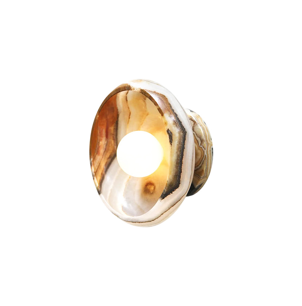 Piedra Marble Wall Lamp - Circular Stone Disc & Glass Shade Sconce