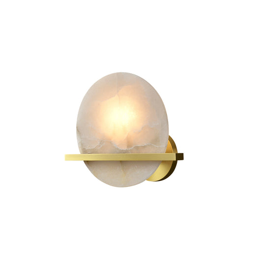 Savion Alabaster Wall Lamp - Minimalist Brass & Natural Stone Sconce
