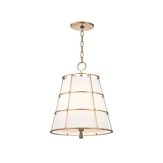 Savona Pendant Lamp - Encased Fabric Cone & Brass Frame Light