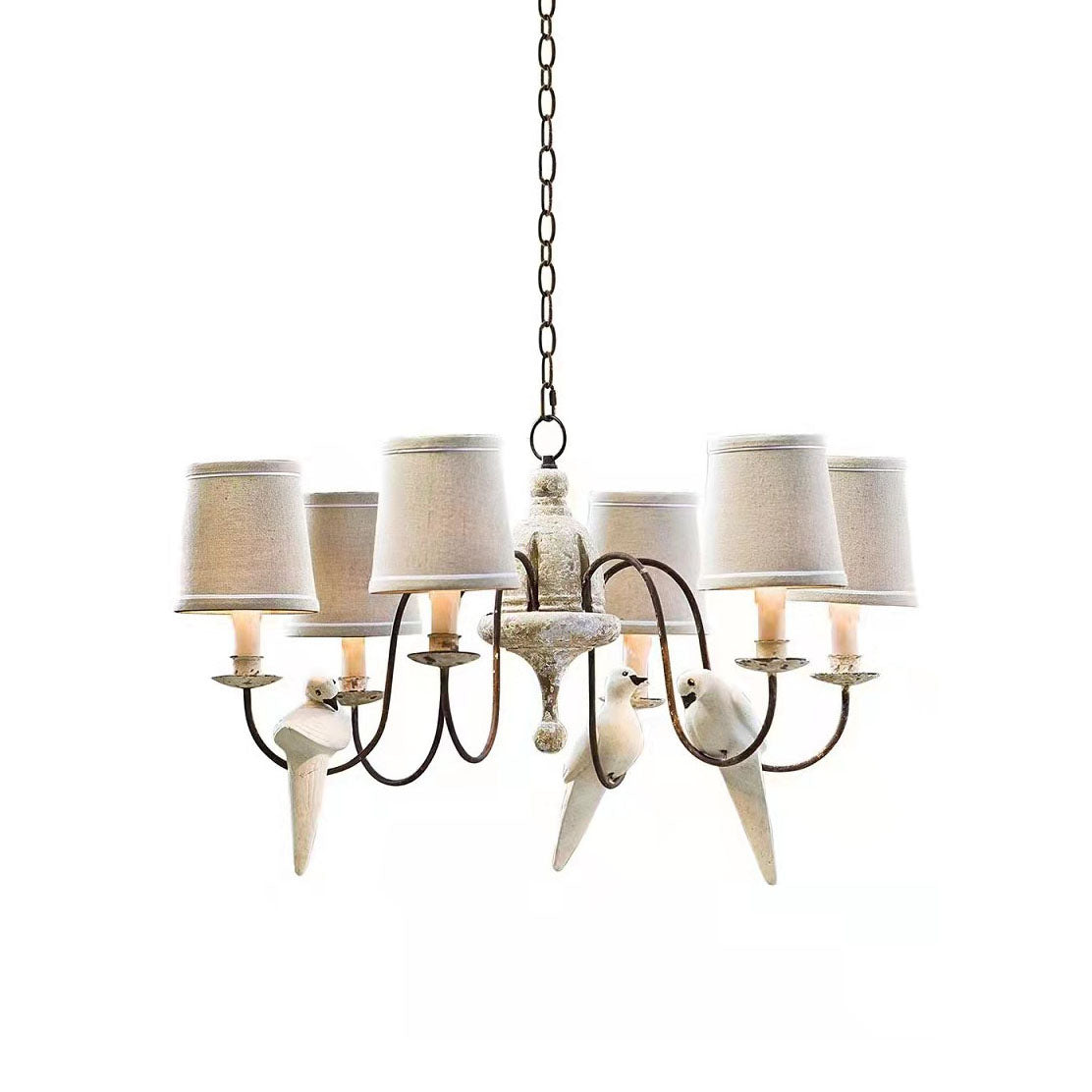 Savor Chandelier - Aged Country Rustic Wood & Shaded Pendant