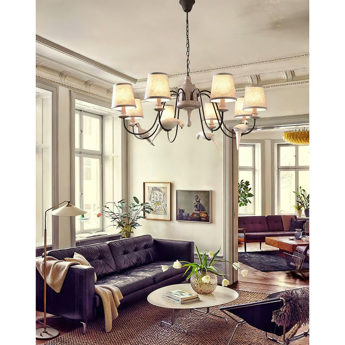 Savor Chandelier - Aged Country Rustic Wood & Shaded Pendant