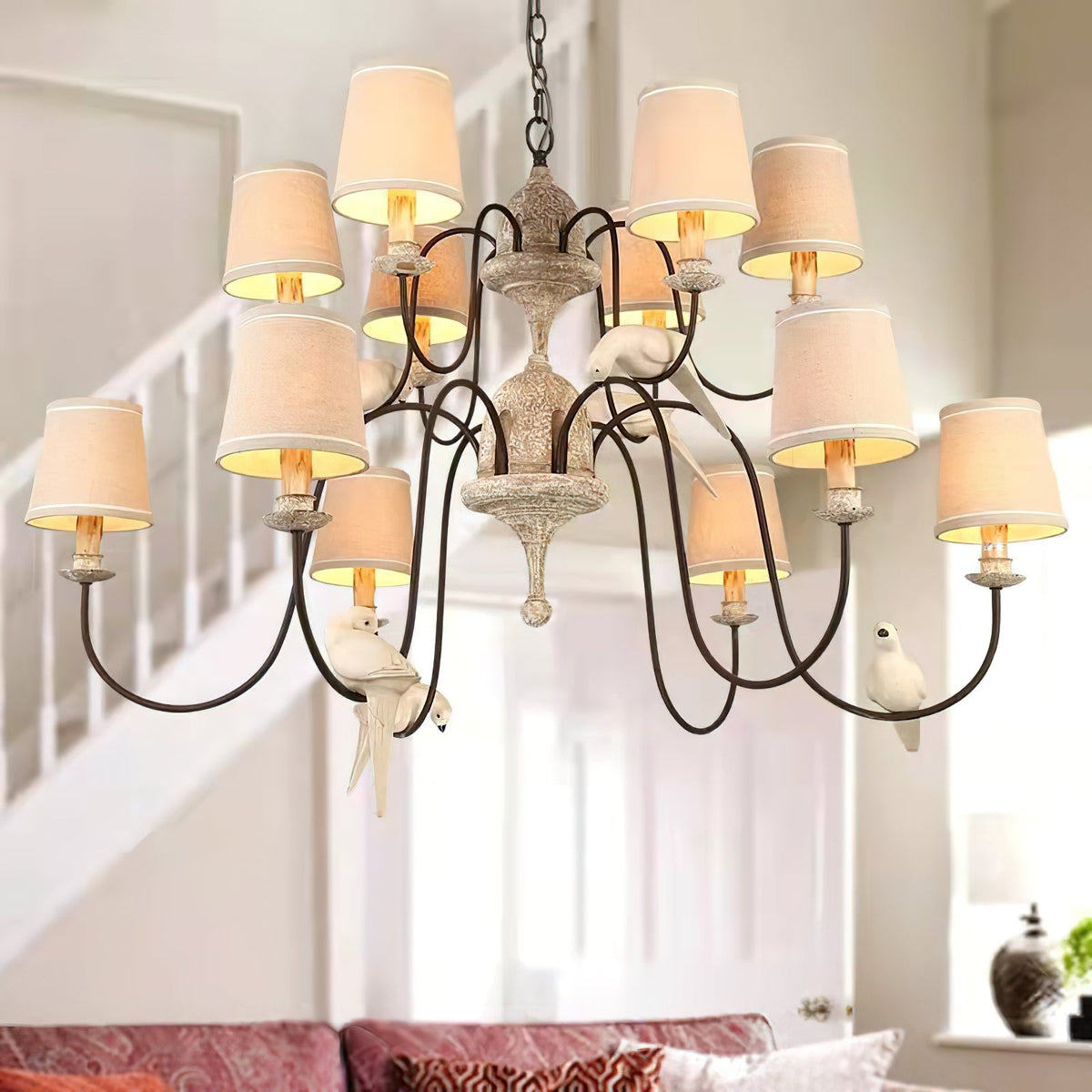 Savor Chandelier - Aged Country Rustic Wood & Shaded Pendant