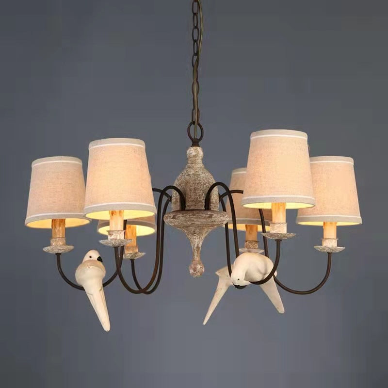 Savor Chandelier - Aged Country Rustic Wood & Shaded Pendant