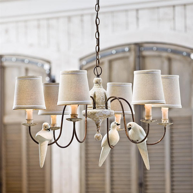 Savor Chandelier - Aged Country Rustic Wood & Shaded Pendant