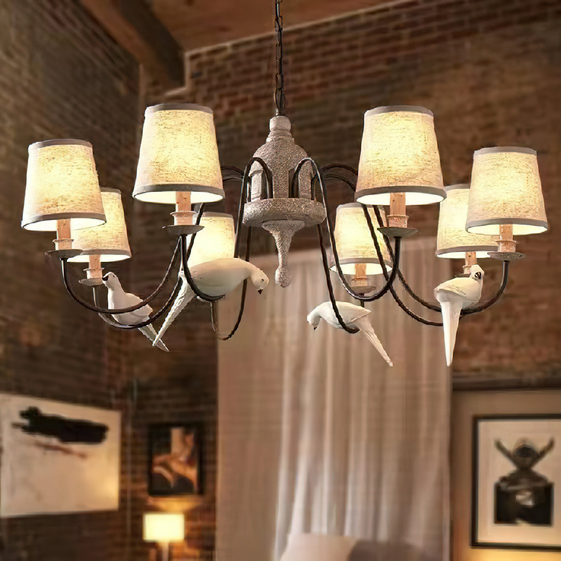 Savor Chandelier - Aged Country Rustic Wood & Shaded Pendant