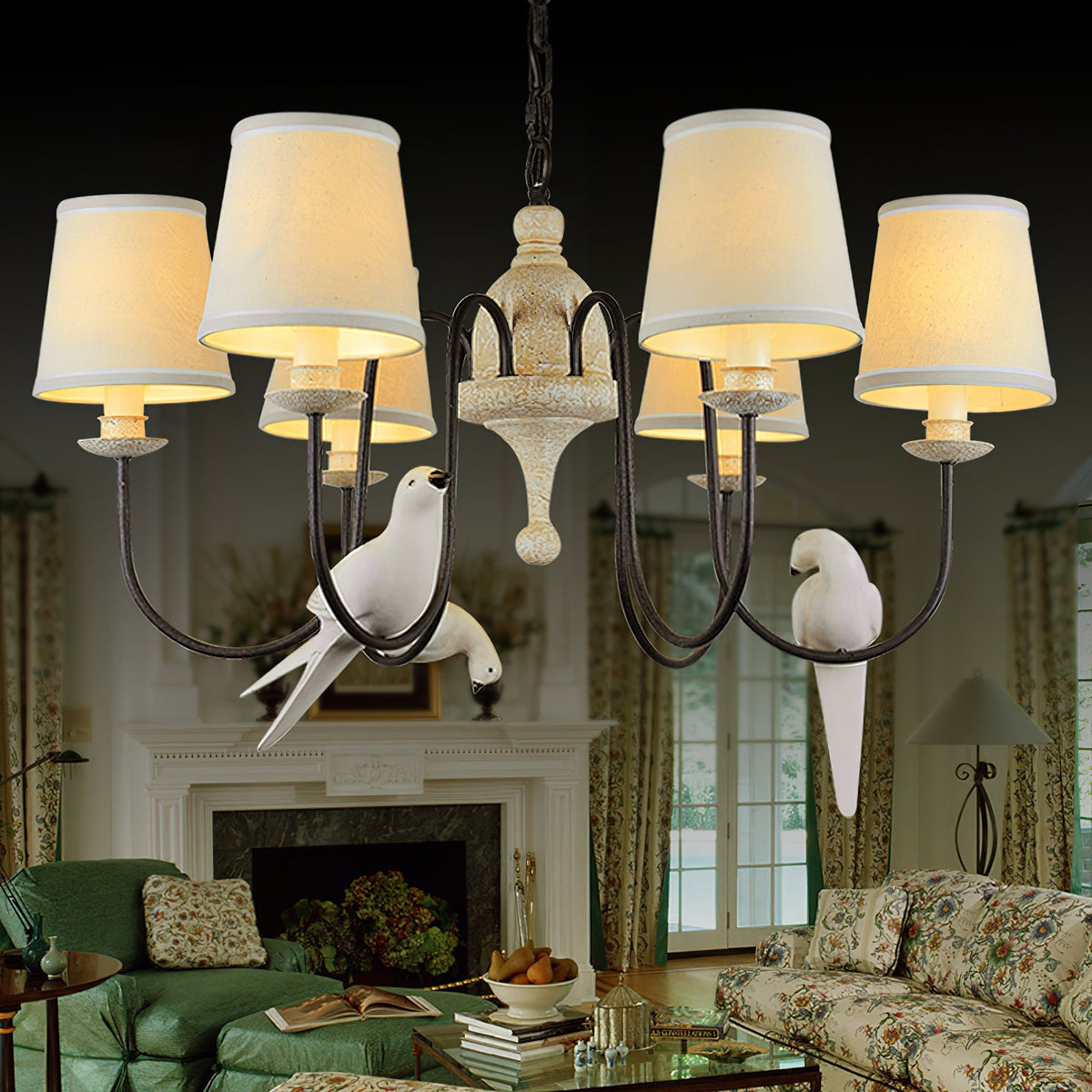 Savor Chandelier - Aged Country Rustic Wood & Shaded Pendant