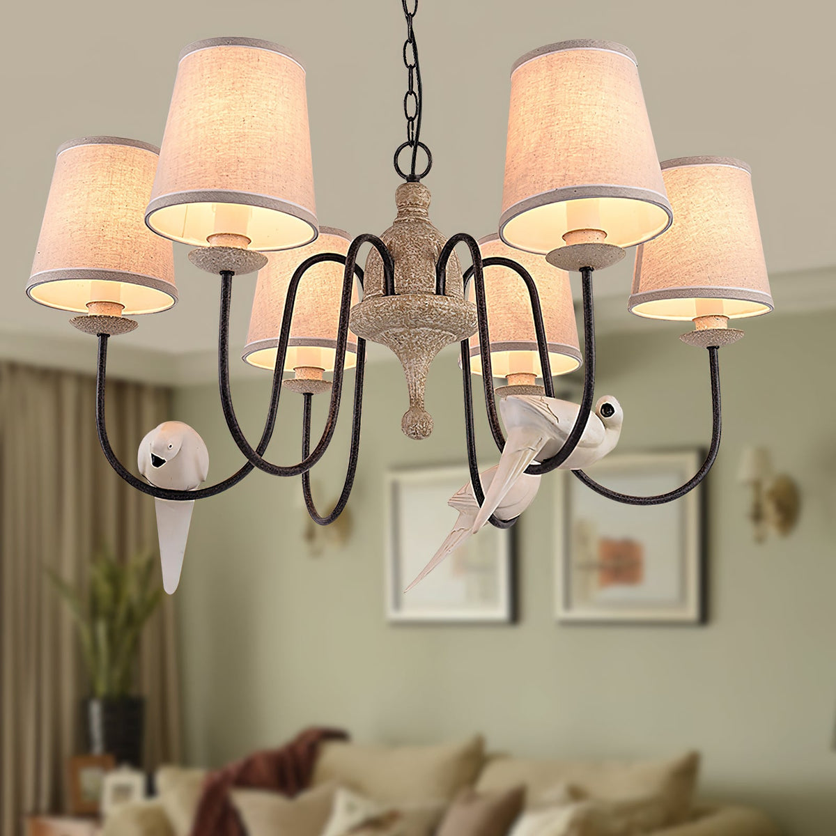 Savor Chandelier - Aged Country Rustic Wood & Shaded Pendant