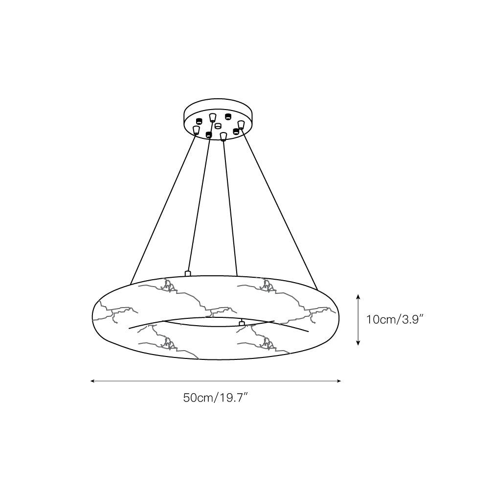 Scarlett Alabaster Chandelier - Brass & White Stone Ring Light